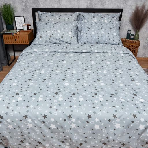 Пододеяльник Moon&Star Бязь Gold Люкс Silver Stars Двуспальная 175 x 210 см (1201901)