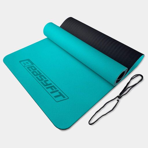 Коврик для йоги и фитнеса TPE+TC 6 мм двухслойный мятный-черный  EasyFit  (2000003101856) (1207352)