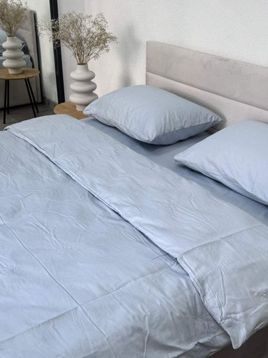 Пододеяльник на молнии Ecotton Евро двуспальный 210х220 см сатин из хлопка однотонный голубой 14-4206 Pearl Bl (1207459)