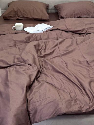 Пододеяльник на молнии Ecotton Евро двуспальный 210х220 см сатин из хлопка однотонный коричневый Stucco (1207461)
