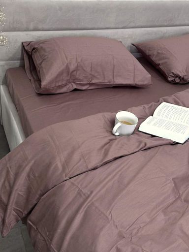Пододеяльник на молнии Ecotton Евро двуспальный 210х220 см сатин из хлопка однотонный коричневый Stucco (1207461)