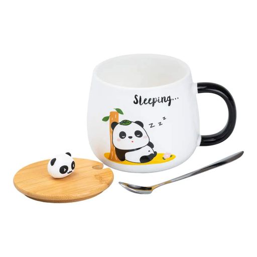 Чашка керамическая 450 мл Panda TS Kitchen с крышкой и ложкой, sleeping (1207859)