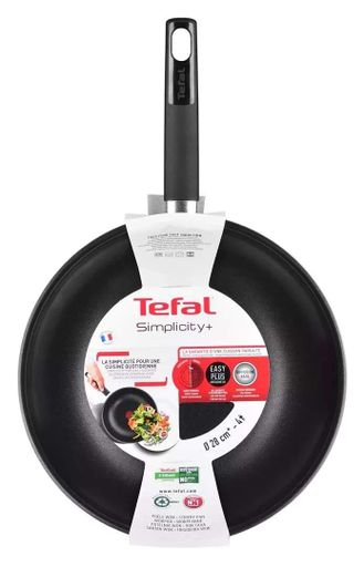 Большая сковорода Вок Tefal Simplicity+ 28 см (Модель B5821902) с титановым антипригарным покрытием (1209249)