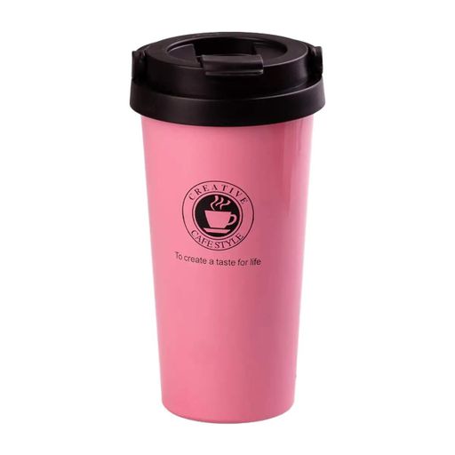 Термочашка Creative Cafe Style 500 мл с ручкой Happy Life розовый (1216233)