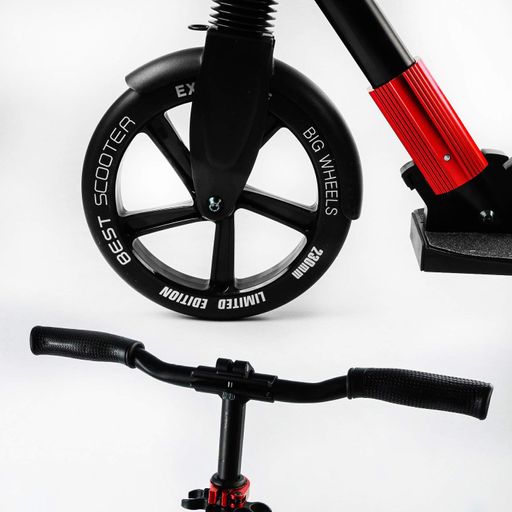 Самокат двоколісний складаний амортизатор Best Scooter PU колеса 100 кг Black and red (105585) (1218246)
