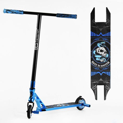 Самокат трюковий Best Scooter Skull and Snake HIC-система пеги алюмінієвий диск та дека 100 кг Blue (107489) (1218271)