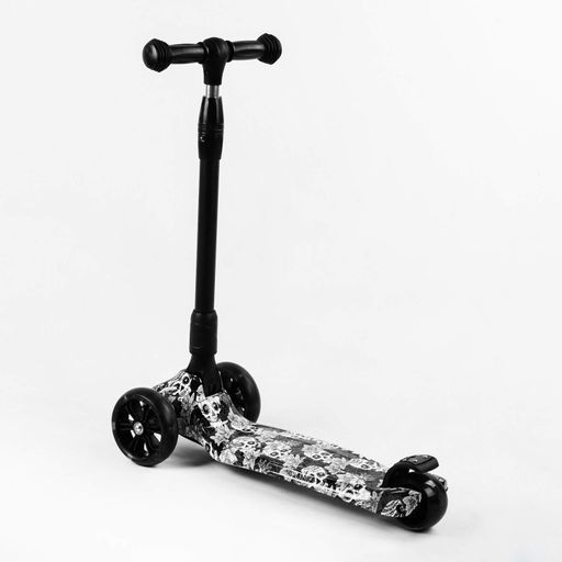 Самокат триколісний Best Scooter MAXI складаний колеса PU зі світлом Skulls and flowers 60 кг Різнокольоровий (105402) (1218341)