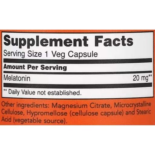 Мелатонин для сна NOW Foods Melatonin 20 mg 90 Veg Caps (1219747)
