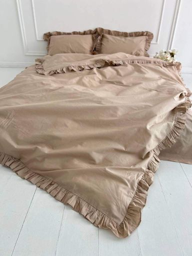 Наволочка з рюшей 80х80 Бязь Gold Luxe на блискавці капучино (1219906)