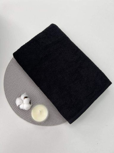 Полотенце махровое Ideal Textile однотонное 50х90 см 360 г/м2 (56861134) Для рук и лица, чорний (1220955)