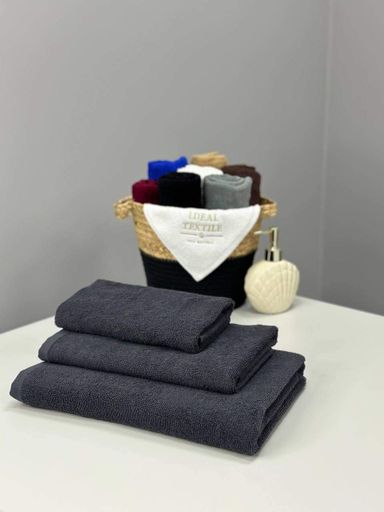 Комплект полотенец однотонных Ideal Textile 40х70+50х90+70х140 см 400 г/м2 (56860941) Графітовий (1220975)
