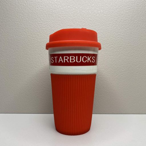 Стакан керамический с силиконовой крышкой 400 мл Starbucks 9703 красный с белым (1222601)