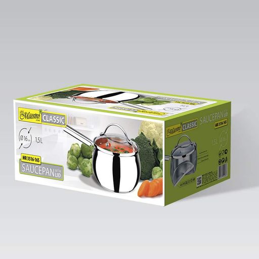Ковш Maestro1.5л с крышкой MR-3516-16S (1223809)