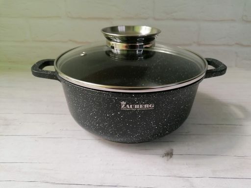 Кастрюля алюминиевая с мраморным покрытием 2,3л Zauberg ZB-0320-BL (1224711)