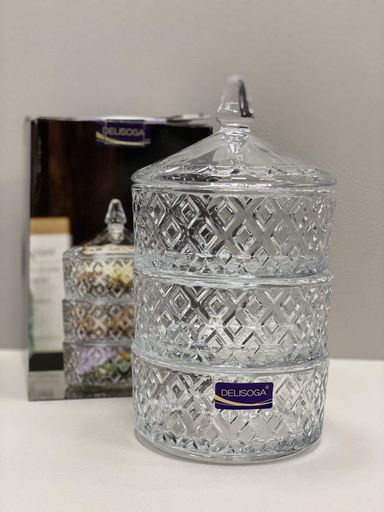 Конфетница с крышкой стеклянная 13*23 см Olens O102-287 (1225316)