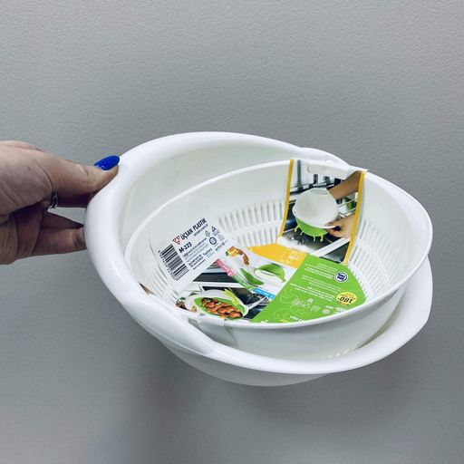 Друшляк з мискою пластиковий 24,3*22,2*10,2 см 1,8 л Ucsan Plastik M-223 білий (1225792)