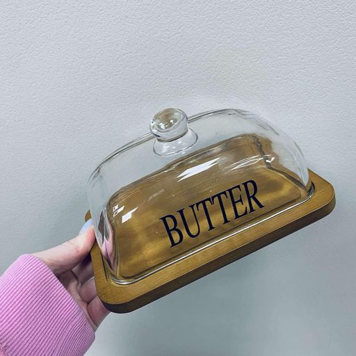 Маслянка скляна на бамбуковій підставці 18*13*9,5 см LED BUTTER B010756 (1225959)