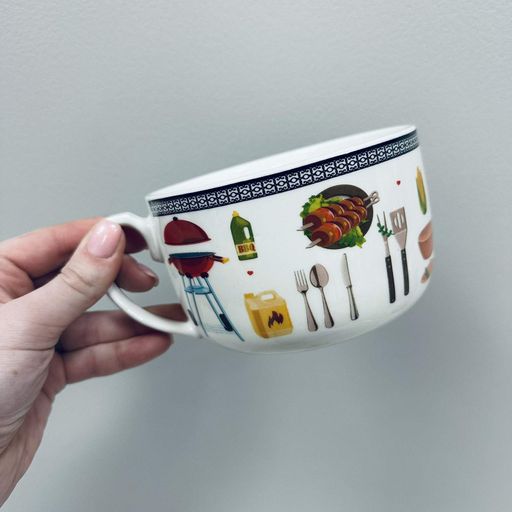 Чашка фарфоровая "Кухня" 650 мл 12,6*8,3 см XXL S&T 3185 декор КАСТРЮЛЬКА (1226039)