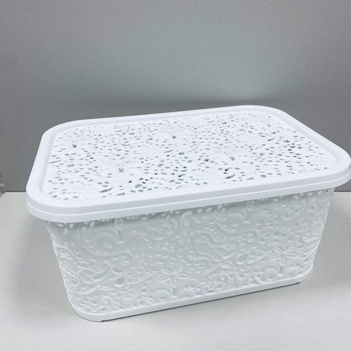 Кошик пластикова з кришкою 22 л Ажур Elif Plastik 32203 біла (1226049)