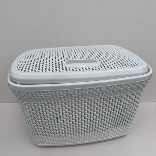 Корзина пластиковая с крышкой 45х35х30 см 28 л Poly Time E-683 серая (1226306)
