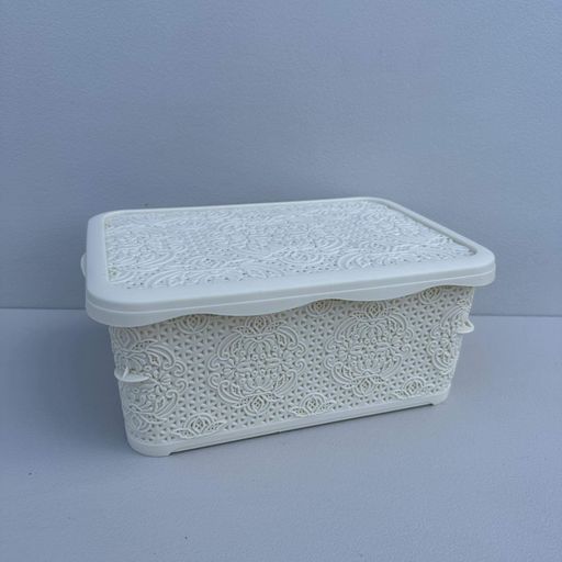Корзина пластиковая с крышкой 5 л 29х20х12 см Elif Plastik 213012 молочная (1226529)
