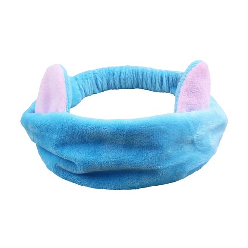 Пов'язка косметична Cosmo Shop Котик, блакитна з рожевими вушками, 1 шт (CS0974)