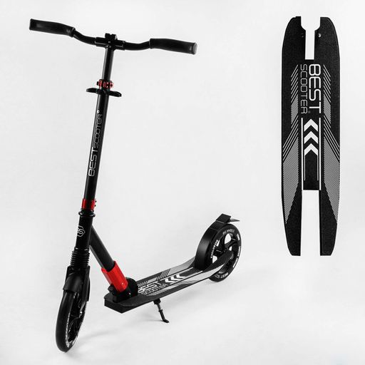 Самокат двоколісний Best Scooter колеса PU складний амортизатор. Black and red (105585) (1230053)