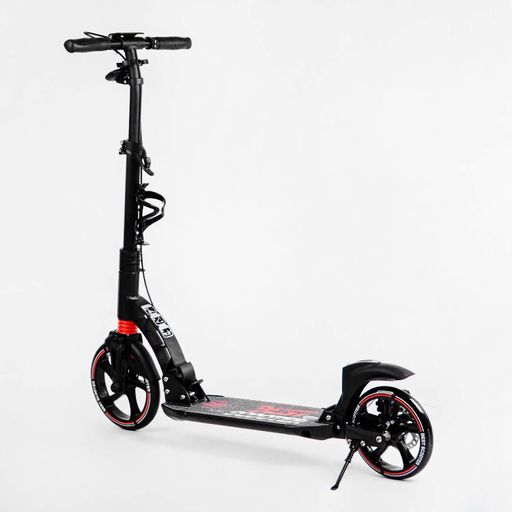 Двухколесный складной самокат Best Scooter фонарик 2 амортизатора дисковый тормоз. Black and red (114292) (1230104)