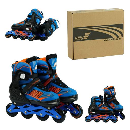 Роликовые коньки Best Roller. Размер 38-41: 24-26 см светящиеся PU колёса. Black and Blue (02040-L) (1230336)