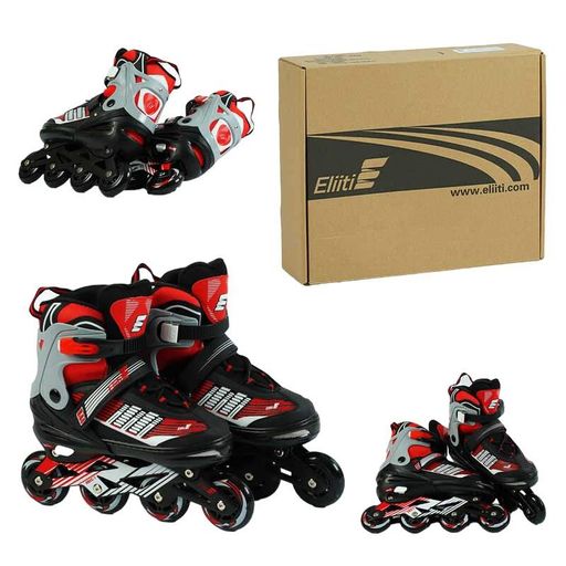 Роликовые коньки Best Roller. Размер 38-41: 24-26 см светящиеся PU колёса. Black and Red (04670-L) (1230337)