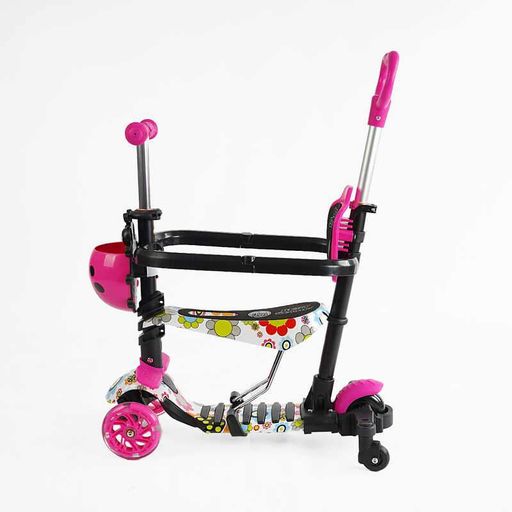 Самокат 5 в 1 Best Scooter PU колеса з підсвічуванням. Pink (163308) (1230607)