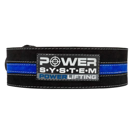 Пояс для пауерліфтингу Power System PS-3800  PowerLifting шкіряний Black/Blue Line L (1231147)