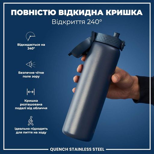 Пляшка для води металева ION8 1200 мл. Stainless Steel , Ash Navy (1232576)