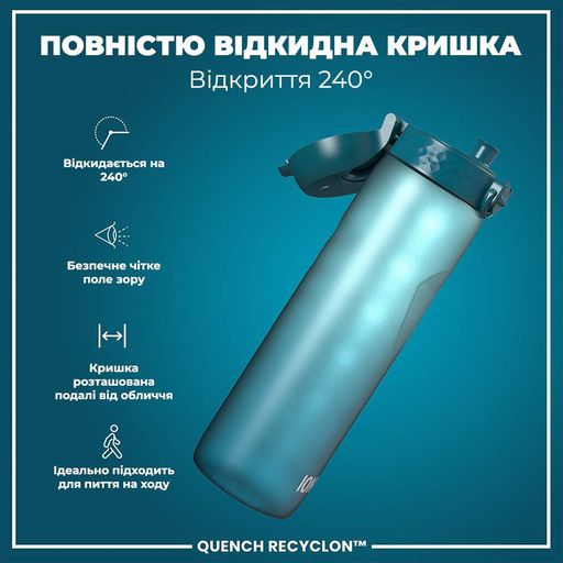 Пляшка для води ION8 1000 мл. BPA Free, Times To Drink, (ЕКО пляшка) BPA Free, Teal &amp; Blue (1232650)