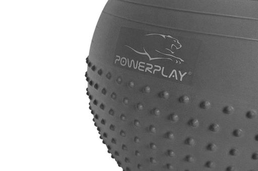 М'яч для фітнесу (фітбол) напівмасажний PowerPlay 4003 Ø65 cm Gymball  Сірий + помпа (1232774)