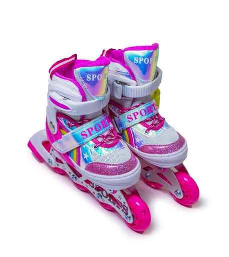 Раздвижные ролики Scale Sports размер 34-37 (светящиеся колеса). Rainbow Pink (1247418241) (1233069)