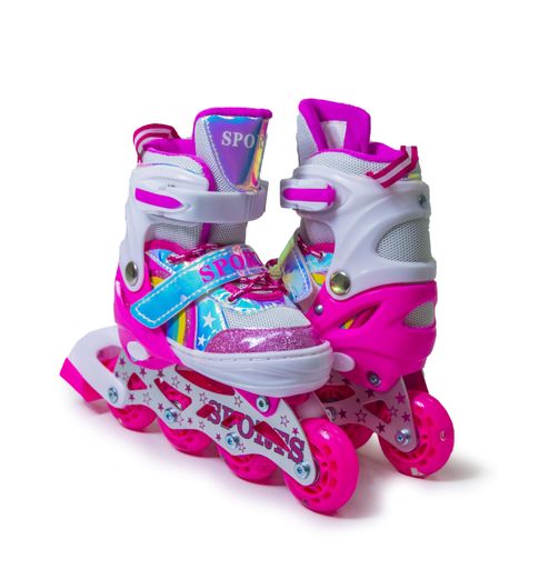 Раздвижные ролики Scale Sports размер 34-37 (светящиеся колеса). Rainbow Pink (1247418241) (1233069)