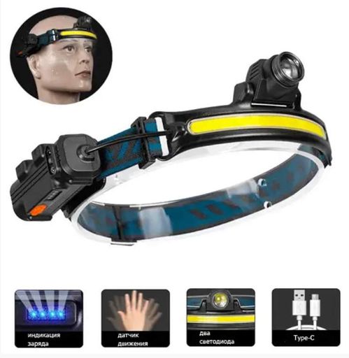 Універсальний налобний LED ліхтар для риболовлі BL-W678-2-P50+COB акумуляторний (1233251)