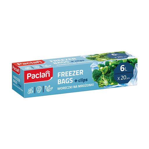 Пакеты для замораживания Paclan Freezer Bags с клипсами, 6 л, 20 шт
