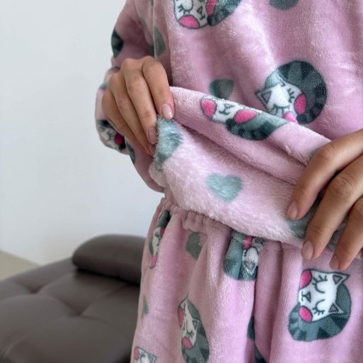 Пижама (кофта+штаны) женская теплая Велсофт XL розовая Кошки Cosy VEL011 (1242111)