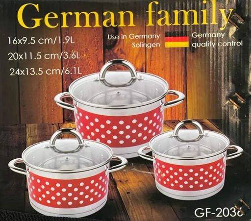 Набір каструль з високоякісної нержавіючої сталі German Family GF-2036 6 предметів (40837-GF-2036_1529) (1247562)