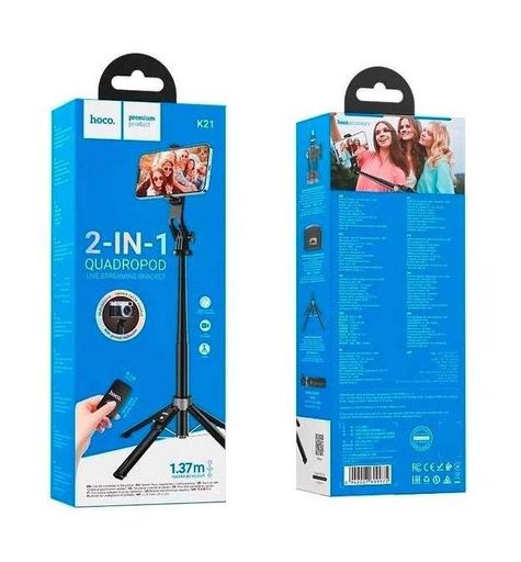 Монопод трипод для селфі Hoco K21 1,37м Bluetooth з пультом ДУ чорний (1248236)