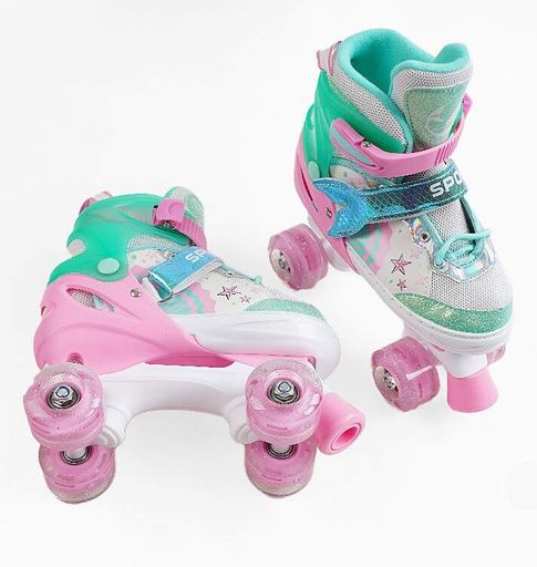Раздвижные ролики квады 6-75 S Best Roller колеса PU светящиеся. Pink (размер 29-33) (170016) (1249094)