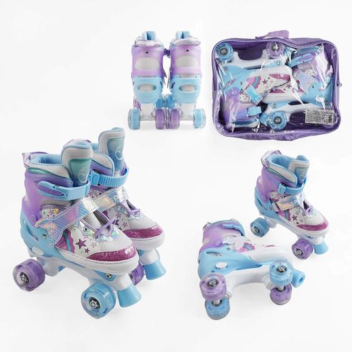 Розсувні ролики квади 4-18 S Best Roller колеса PU що світяться. Violet (розмір 29-33) (170015) (1249097)