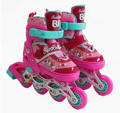 Комплект роликов с защитой 588-S Best Roller колеса PVC светящиеся. Pink (размер 28-31) (173347) (1249100)