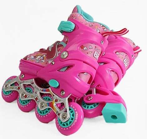 Комплект роликов с защитой 588-S Best Roller колеса PVC светящиеся. Pink (размер 28-31) (173347) (1249100)