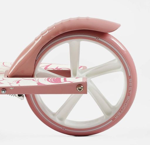 Самокат двухколесный Best Scooter SHARK с ручным тормозом PU колеса. Pink white (147564) (1249185)