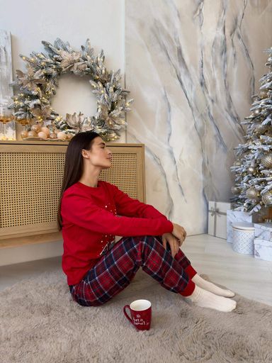 Новорічна тепла жіноча піжама COSY з начосом "Winter Holiday" S(KMW21S) (1249220)
