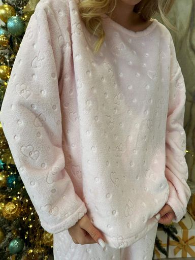 Домашня тепла піжама COSY Серця з велсофта S-M(VEL020S-M) (1249242)