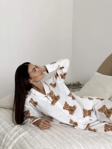 Домашня тепла жіноча піжама COSY Тедді сорочка+штани M (F46PM) (1249455)